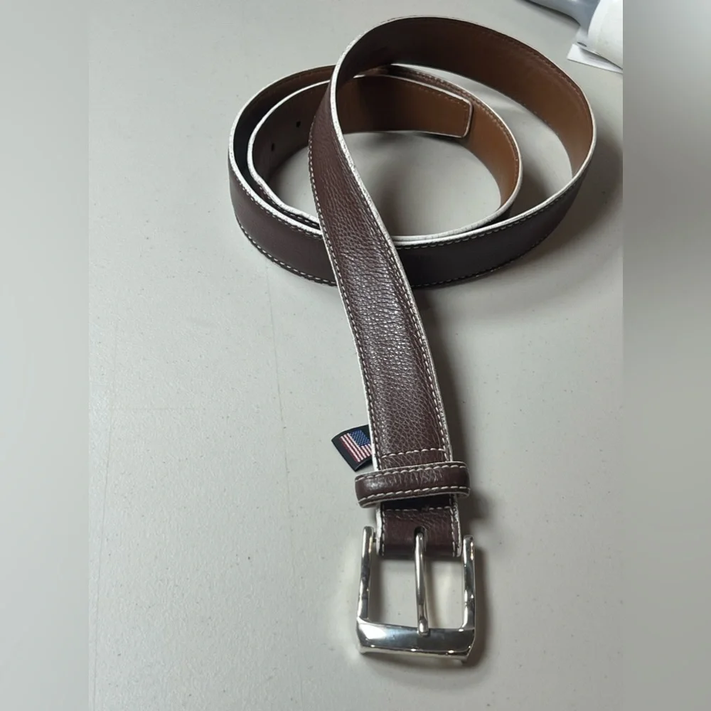 Brighton Hand Made in USA Men’s Size 44 Brown Leather Designer Belt Pebble